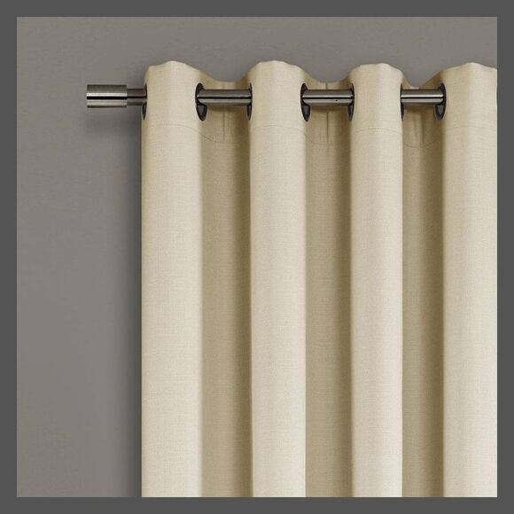 Lush Decor - 95"x52" Faux Linen Absolute Blackout Grommet Top S Beige - Picture 2 of 4
